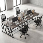 55 Inch Computer Desk, Industrial Writing Desk with Z-Shaped Metal Leg, Study Table for Home Office, Distressed Gray