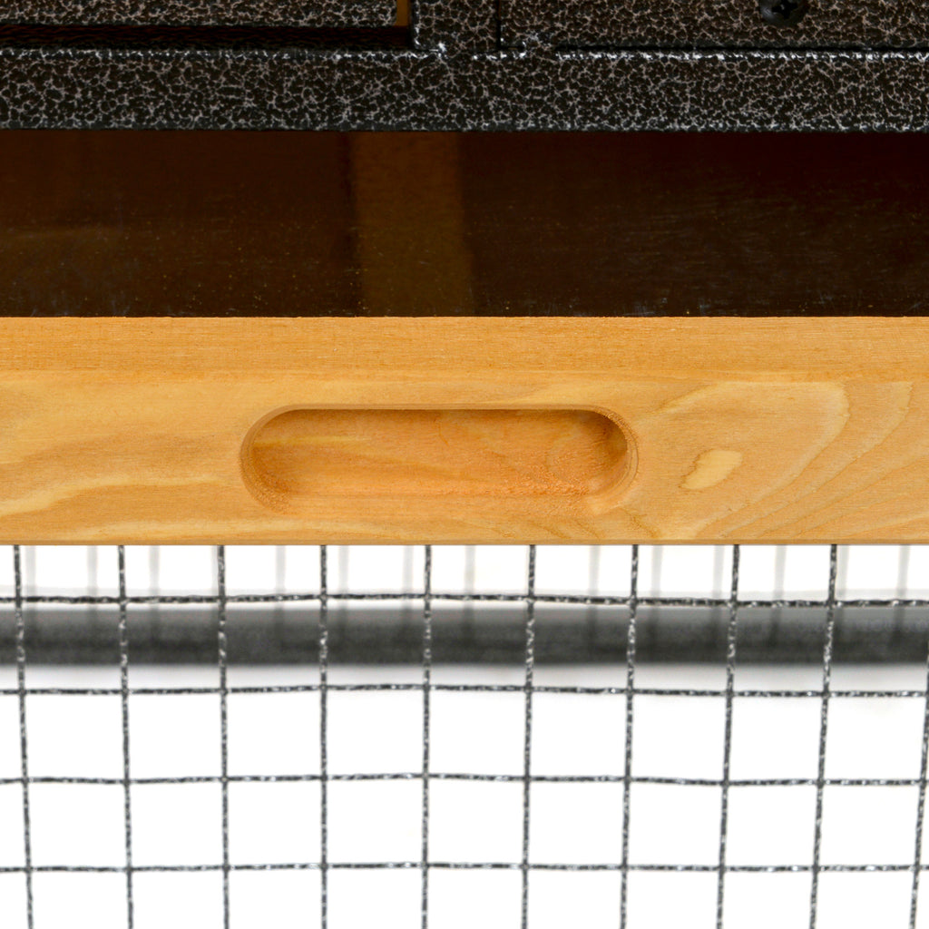 Outdoor Rabbit Cage Elevated Pet House w/ Slide-Out Tray, Natural Wood & Black