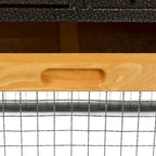 Outdoor Rabbit Cage Elevated Pet House w/ Slide-Out Tray, Natural Wood & Black