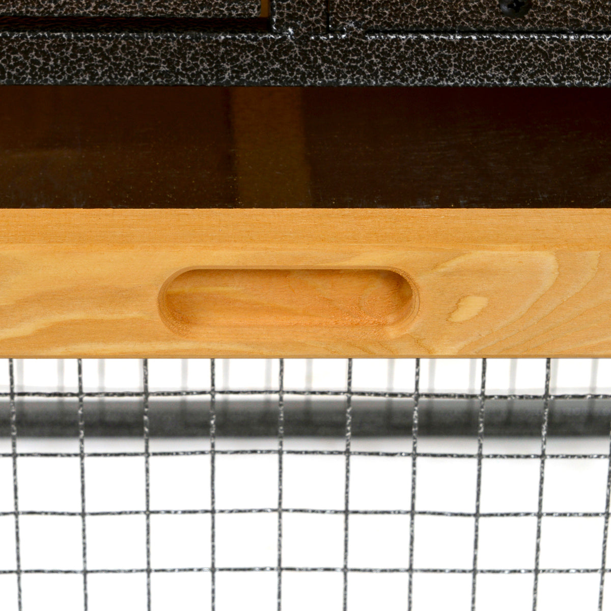 Outdoor Rabbit Cage Elevated Pet House w/ Slide-Out Tray, Natural Wood & Black