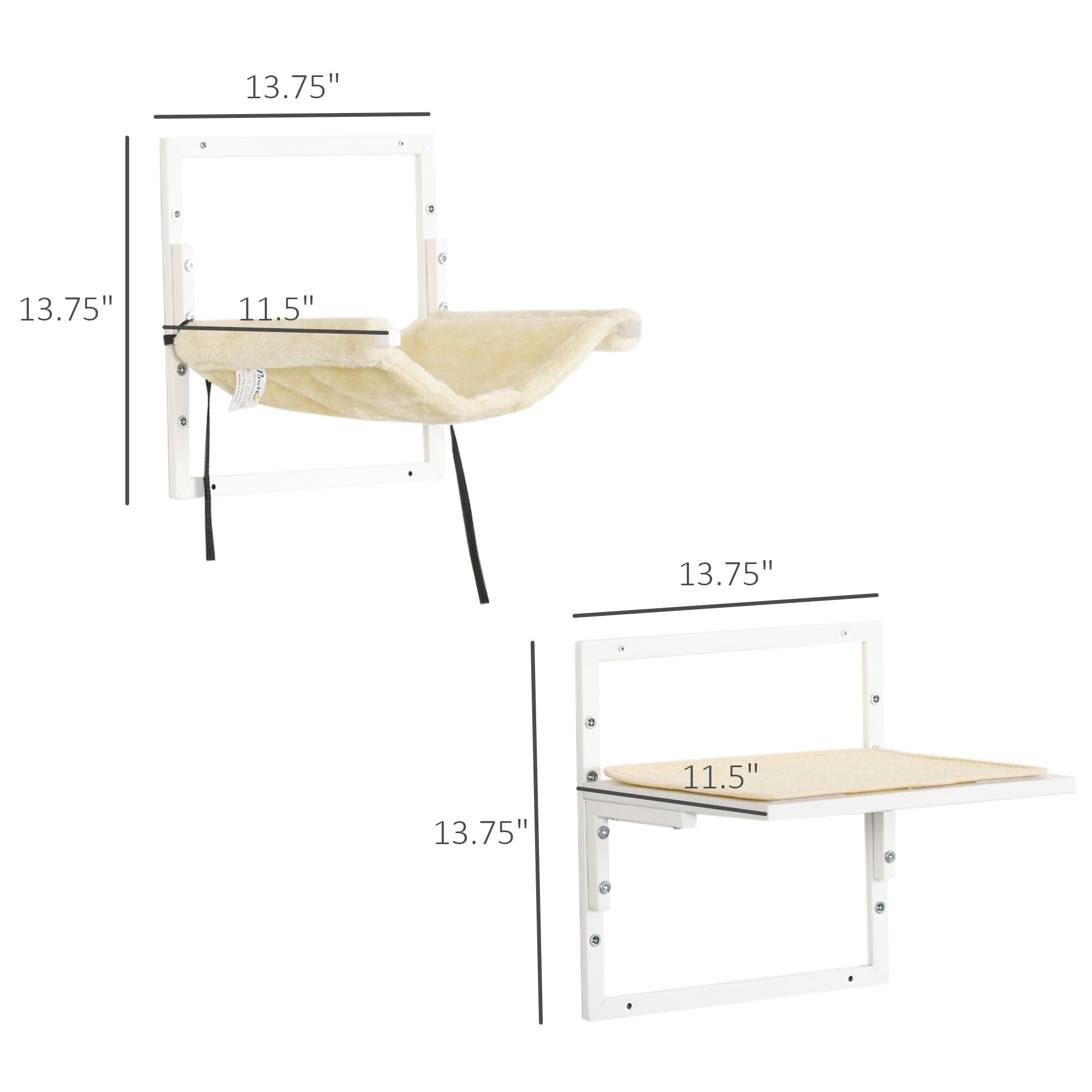 Cat Shelves for Indoor Cats, 6Pc Modern Cat Wall Furniture with Adjustable Height Jumping Platforms & Hammock, Cream White