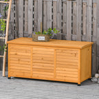 75 Gallon Wooden Deck Box, Outdoor Storage Container with Aerating Gap & Weather-Fighting Finish, Yellow