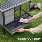 Elevated Rabbit Hutch Outdoor, Wooden Rabbit Cage Bunny House with Pull-out Tray and Openable Plastic Roof