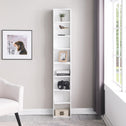 8-Tier Adjustable Slim Bookcase with Wavy Edge Design, Anti-Tip Hardware, Detachable Cabinets for Home Storage, 11.5" L x 9.5" W x 71" H, White