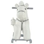 Kids Rocking Horse with Bear Toy, Plush Animal Rocker with Fun Realistic Sounds for Toddler 18-36 Months, White