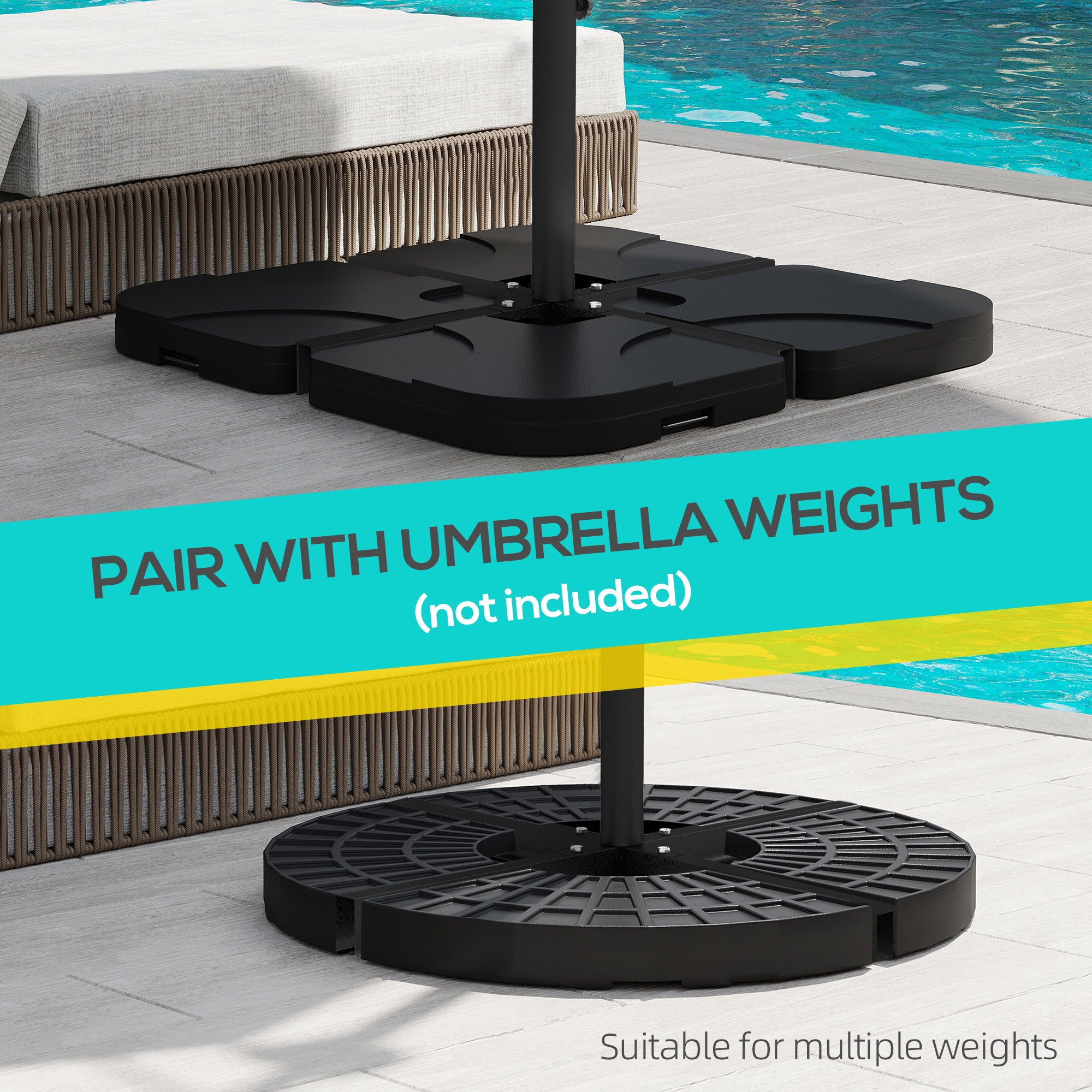 Outdoor Universal Cross Brace Stand for Small Offset Umbrella or Large Market Umbrella, Black