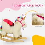 Kids Rocking Horse, Unicorn with Realistic Sound, Safety Belt & Wooden Base for 18-36 Months