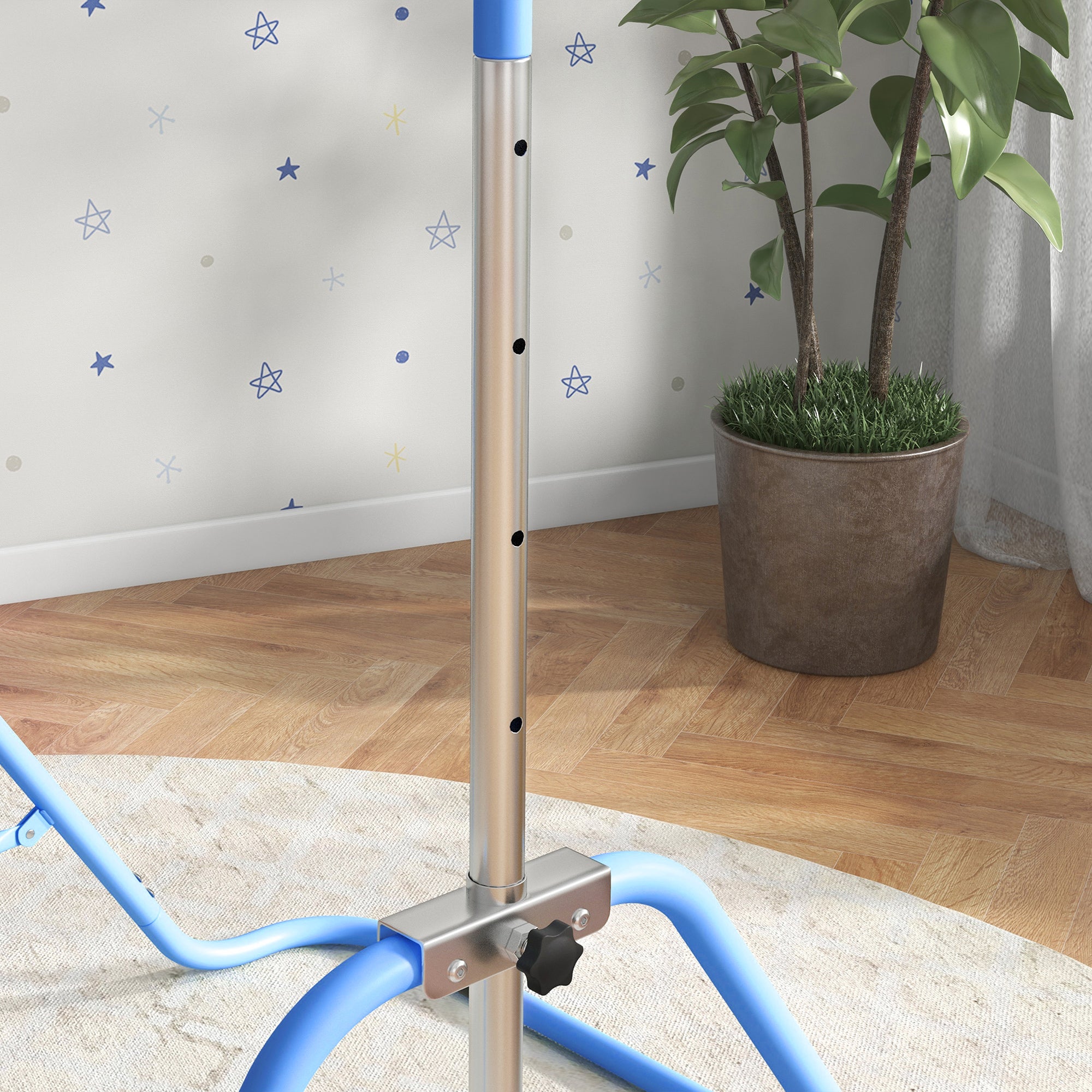 Folding Gymnastics Bar for Kids, Adjustable Height, Bubble Gum Blue