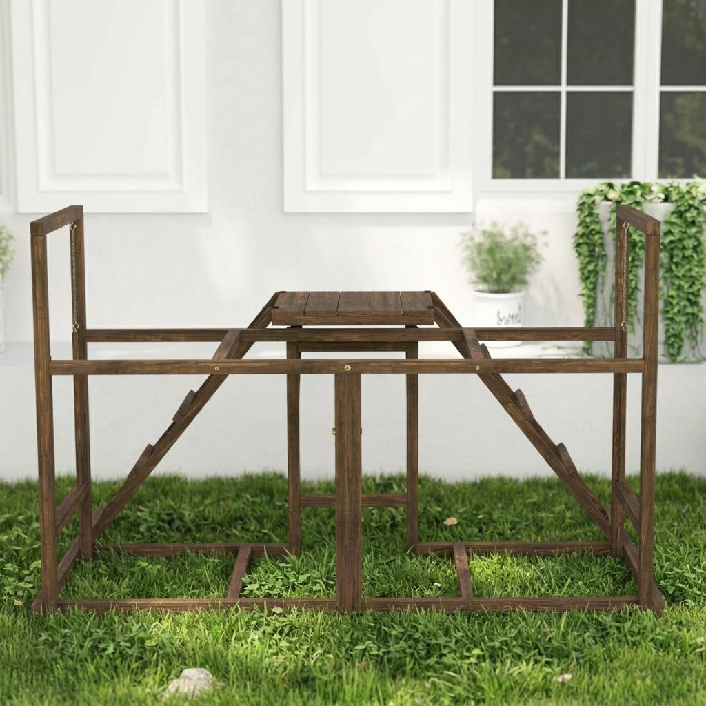 Chicken Activity Play Set with Multiple Chicken Perches, Swing, Ladder, Platform for 3-4 Chickens, Coffee
