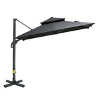10ft Offset Patio Umbrella, Hanging Cantilever Umbrella, Square Shape, Aluminum Cross Base, Tilt, 360-Degree Rotation, Gray