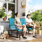 2 Seater Glider for Outside Outdoor Glider Seat with Breathable Mesh Fabric Armrests for Backyard Garden Porch Blue