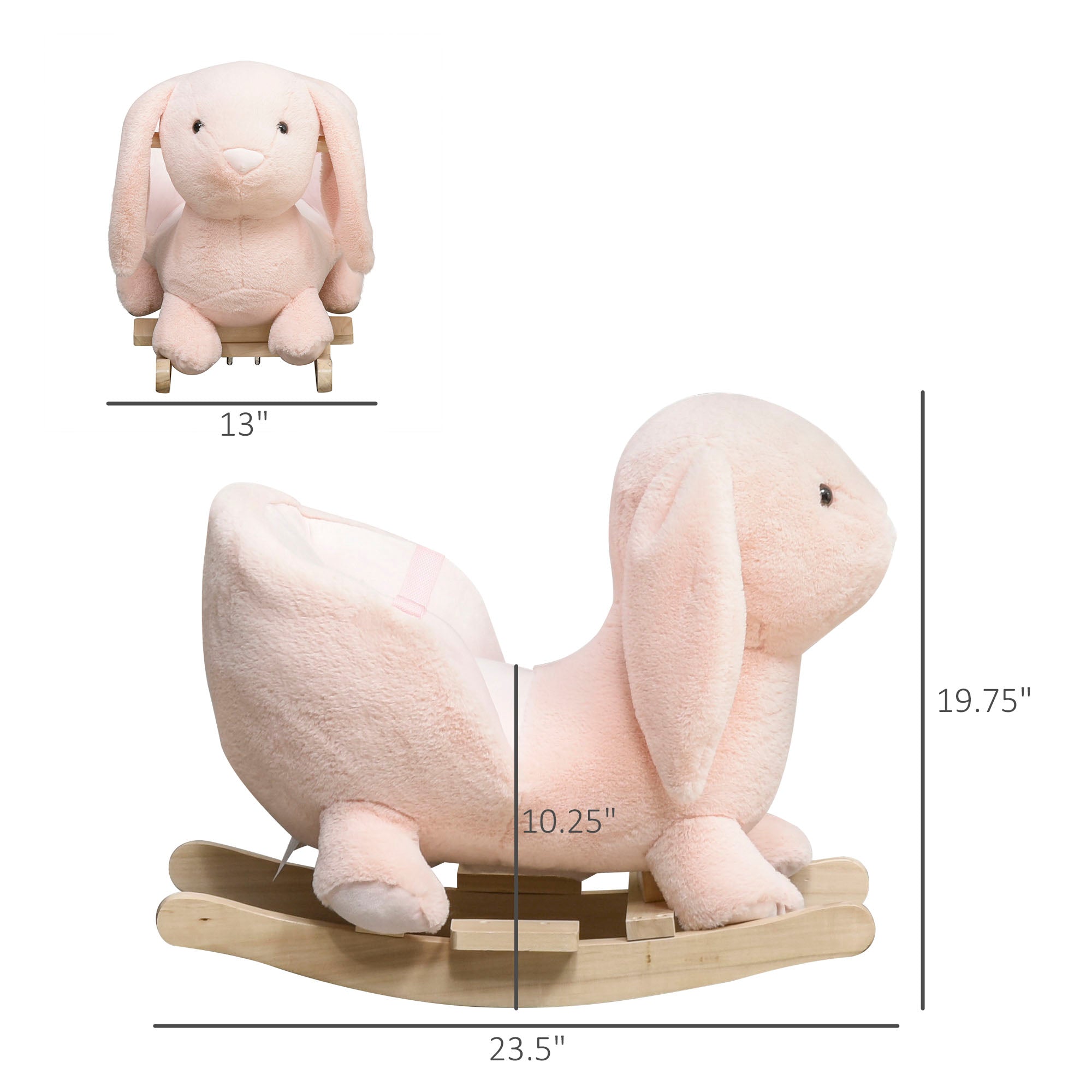 Rabbit Wooden Rocking Horse with Sound, Pink