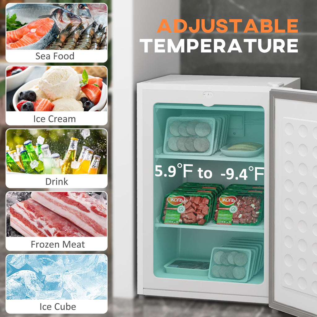 Upright Freezer, 3 Cu Ft Small Freezer with Reversible Single Door, Adjustable Thermostat for Home, Apartment, White