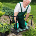 Padded Garden Kneeler and Seat Bench, Padded Foldable Garden Stool, Green