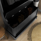 3-In-1 Entryway Bench with Coat Rack, Hall Tree with Bench and Shoe Storage, 5 Hooks for Hallway Black