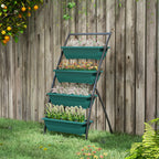 4-Tier Vertical Raised Garden Planter with 4 Boxes, Outdoor Plant Stand Grow Container for Vegetable & Flowers, Green