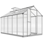 10' L x 6' W Walk-In Polycarbonate Greenhouse with Roof Vent for Ventilation & Rain Gutter for Winter