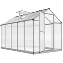 10' L x 6' W Walk-In Polycarbonate Greenhouse with Roof Vent for Ventilation & Rain Gutter for Winter