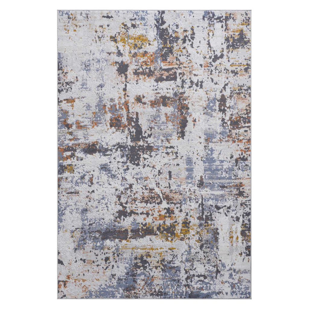 Naar 8x10 Abstract Stain-Resistant Area Rug with Cotton Backing, Carpet for Living Room, Dining, Home Office, 120" L x 93" W x 0.3" H, Ivory+Navy