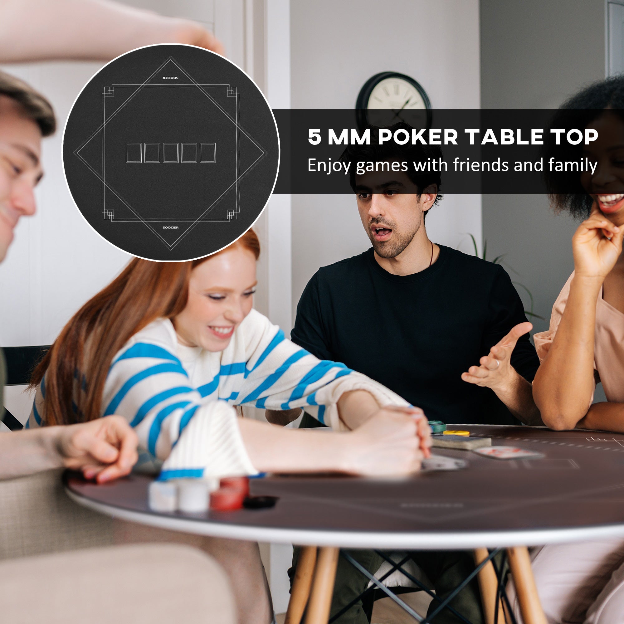Poker Mat Texas Hold'em Poker Table Top with Non-Slip Bottom Black