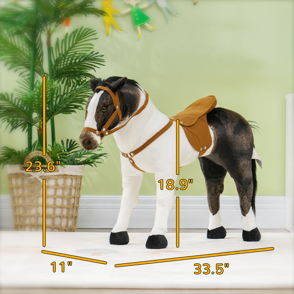 Ride on Horse for Toddlers 3-8 Years Old, Stuffed Animal Horse Toy with Neighing Sound, Brown