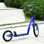 Youth Scooter Kick Scooter for Kids 5+ with Adjustable Handlebar 16" Front and 12" Rear Dual Brakes Inflatable Wheels, Blue