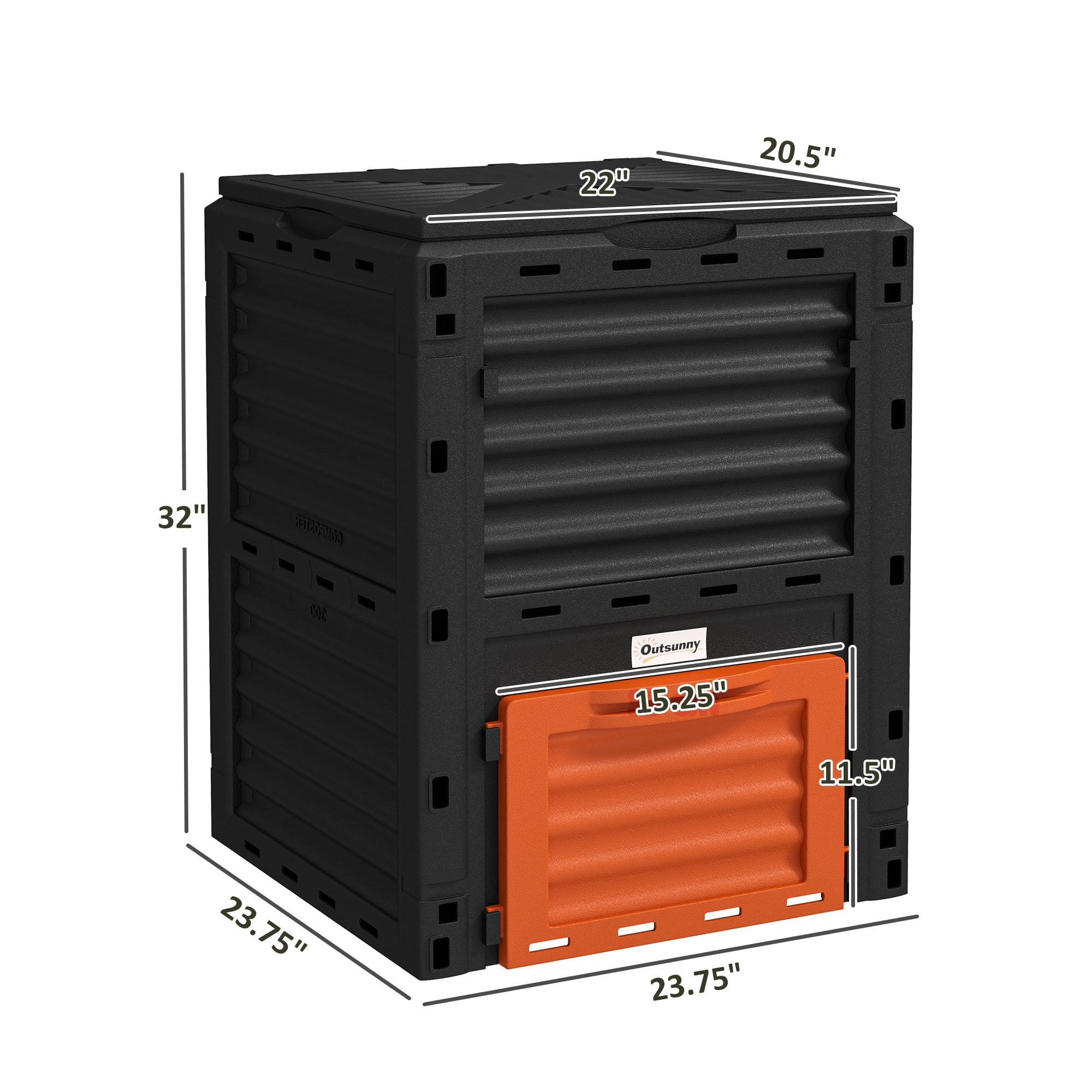 Garden Compost Bin 80 Gallon Outdoor Large Capacity Composter Fast Create Fertile Soil Aerating Box, Orange