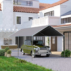 9.6' x 19.5' Carport Heavy Duty Galvanized Car Canopy w/ Included Anchor Kit, 3 Reinforced Steel Cables, Gray