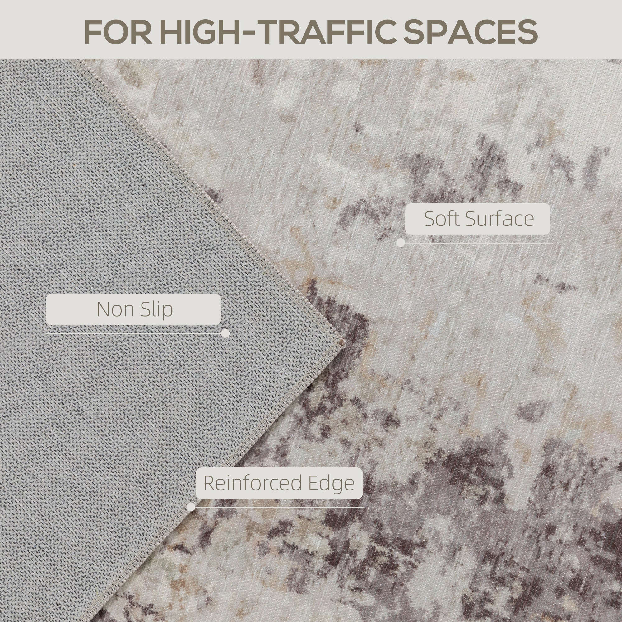 Machine Washable Area Rug 5x7, Non-Slip Modern Abstract Floor Carpet for Living Room, Bedroom, Dining Room, Mixed-Brown