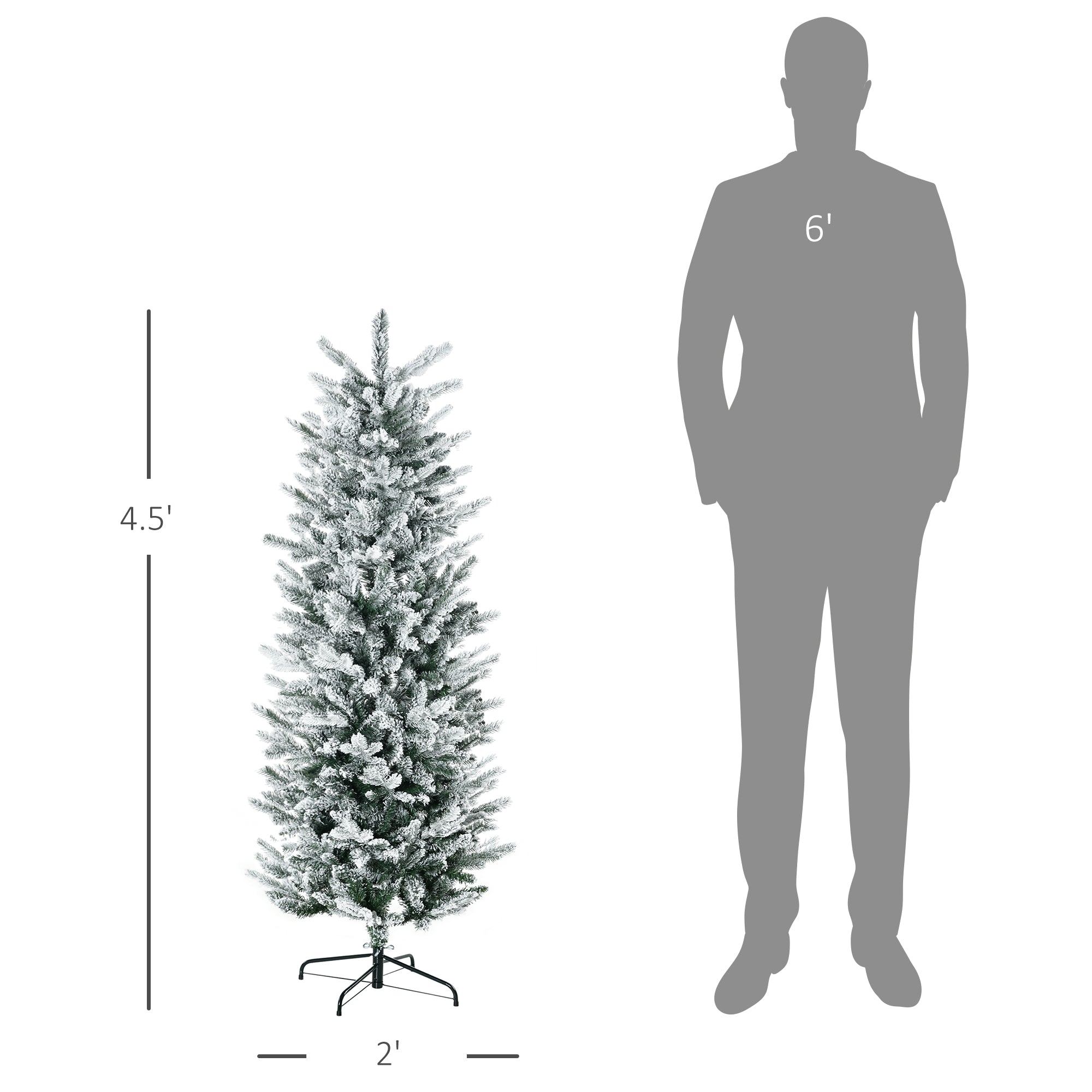 4.5' Artificial Flocked Christmas Trees, with Snow Frosted Branches, Auto Open, Steel Base