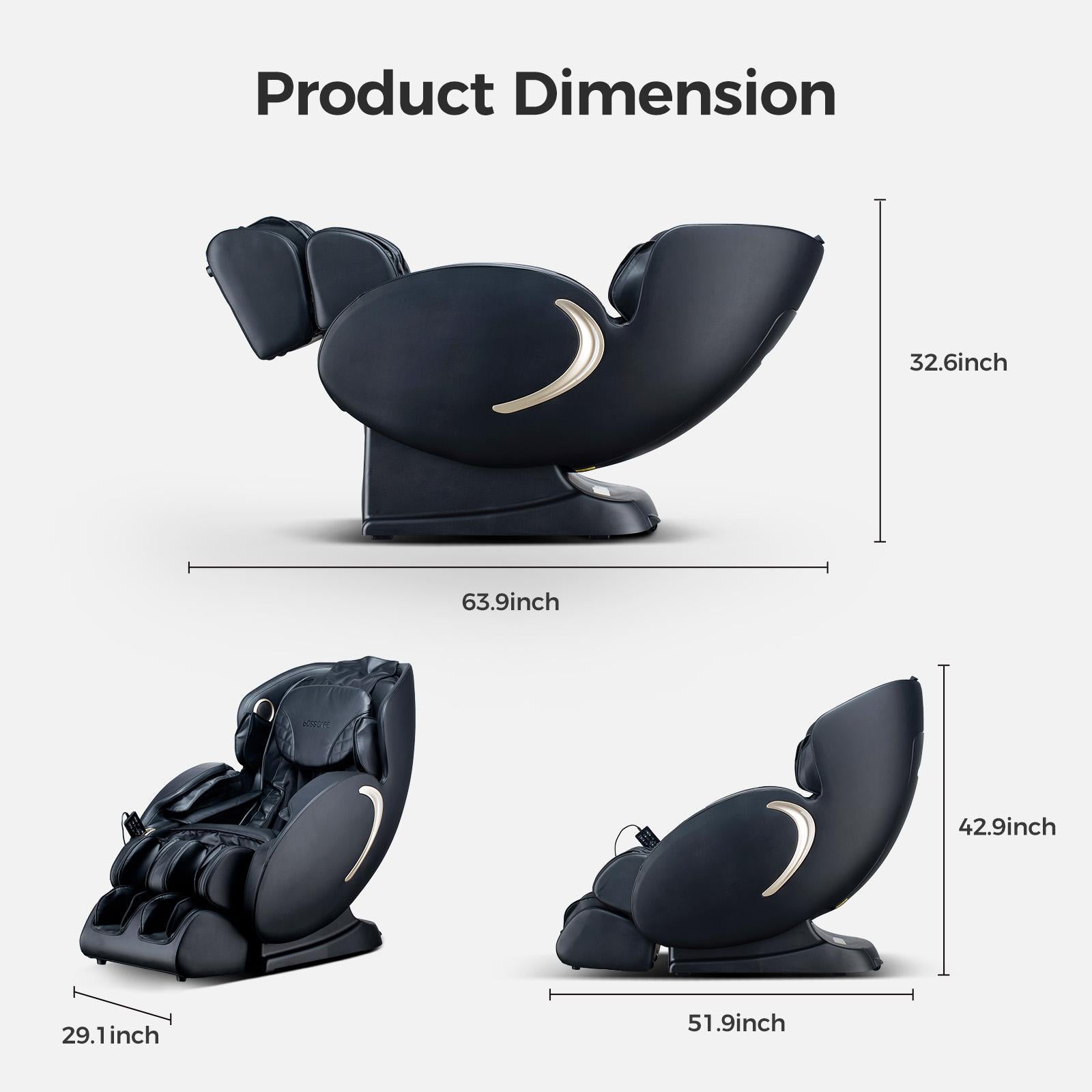 3D Zero Gravity Massage Chair with Voice and App Control, Back Heating, Full Body Shiatsu Recliner, 52" L x 29" W x 43" H, Black