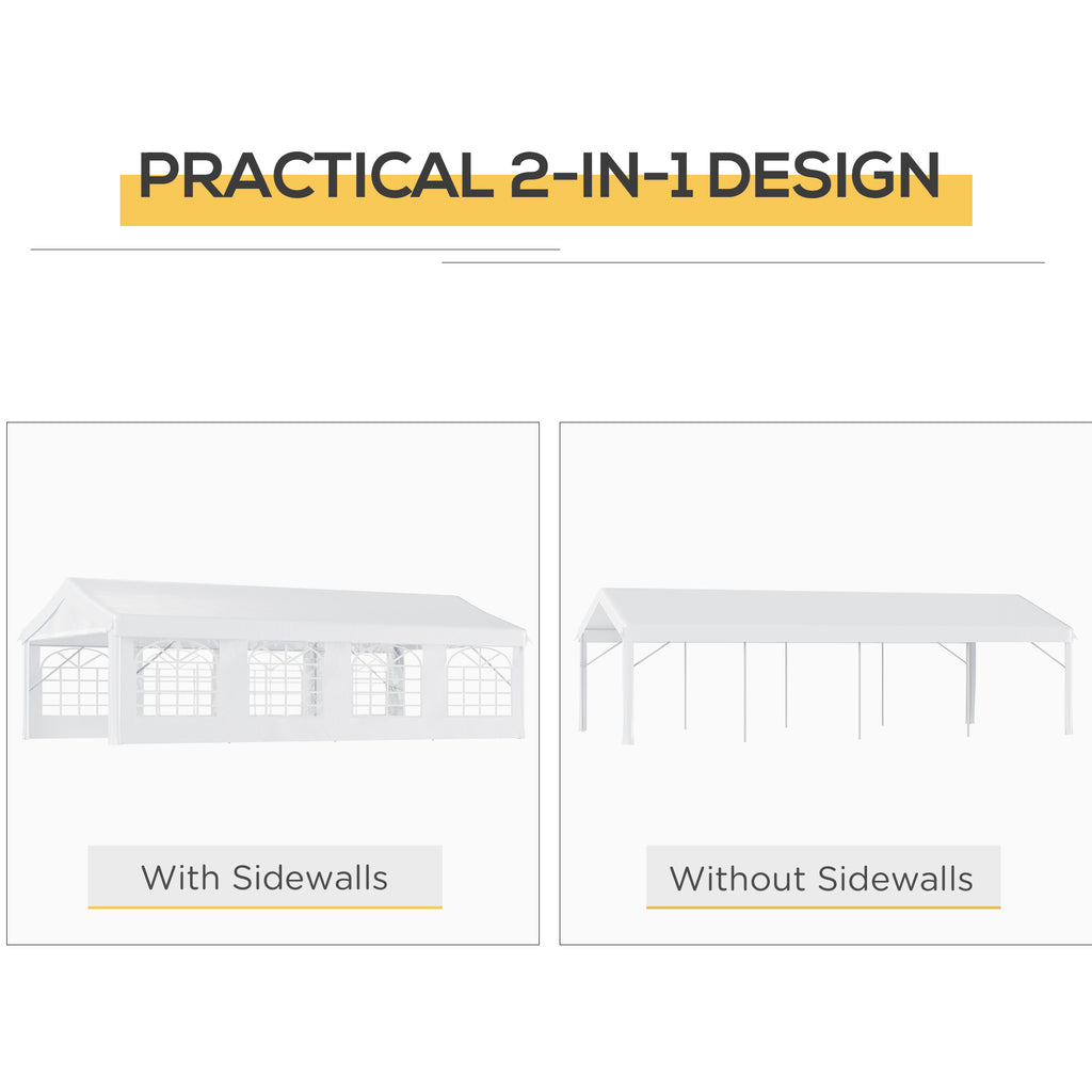 Heavy Duty Party Tent, 13x26 ft Outdoor Wedding Event Shelter, with Removable Sidewalls & Windows, for Family Gatherings, White