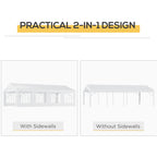 Heavy Duty Party Tent, 13x26 ft Outdoor Wedding Event Shelter, with Removable Sidewalls & Windows, for Family Gatherings, White