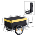 Bicycle Cargo Trailer, Two-Wheel Bike Luggage Wagon Trailer with Removable Cover, Fits 20" - 26" Bicycle Wheels, Yellow