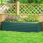 8x2x2ft Galvanized Raised Garden Bed Kit with Safety Edging for Flowers, Herbs and Vegetables, Green
