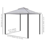9.6' x 11.6' Patio Gazebo Outdoor Canopy Shelter with 2-Tier Roof and Netting, Steel Frame for Garden, Taupe