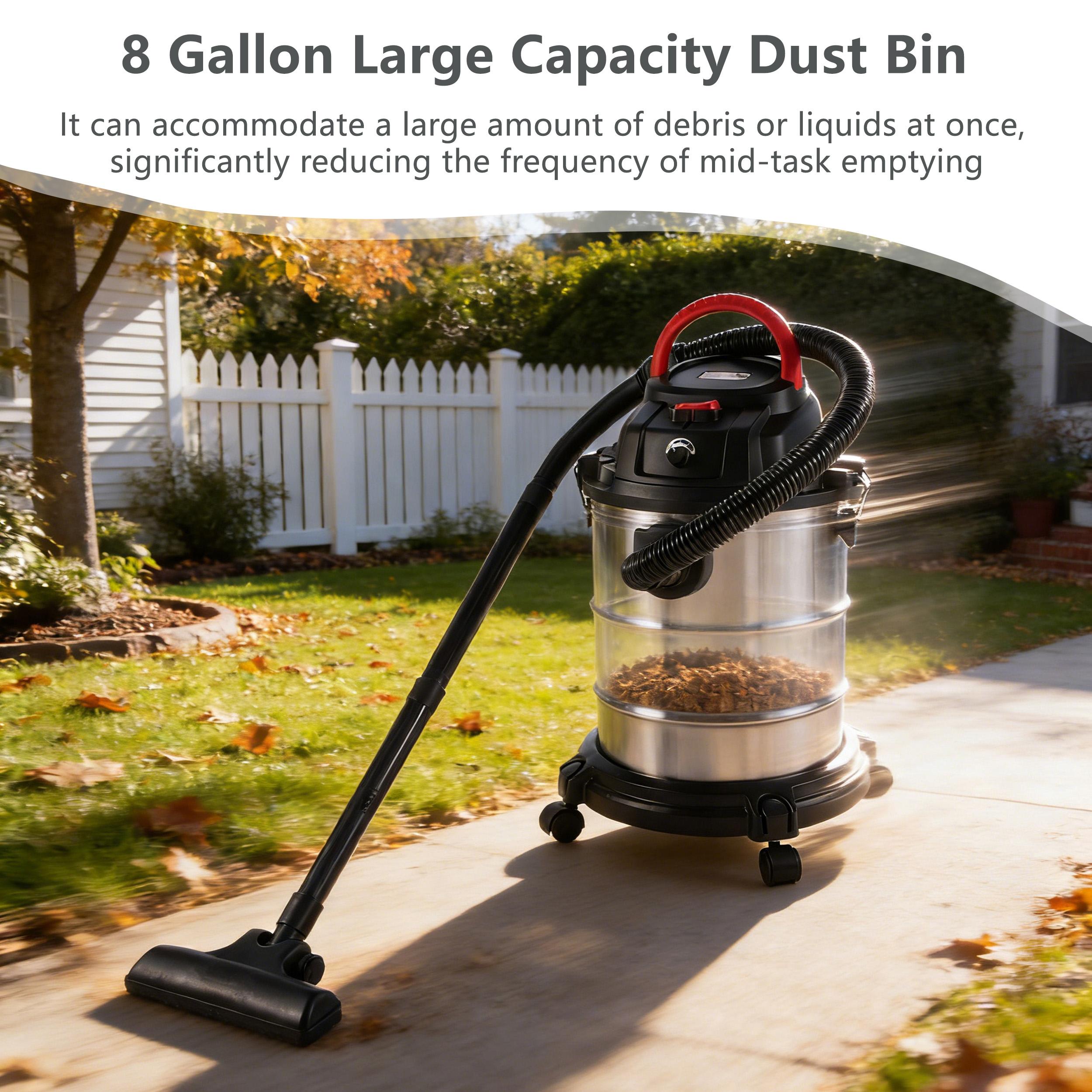 3-In-1 Shop Vacuum with 32mm Universal Nozzle & 360° Swivel Casters, One-Click Blower for Home, Garage, 14″ L x 14″ W x 21.5″ H, Black