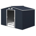 9' x 6' Outdoor Storage Shed, Garden Tool Metal Shed with Foundation Kit, Dark Gray