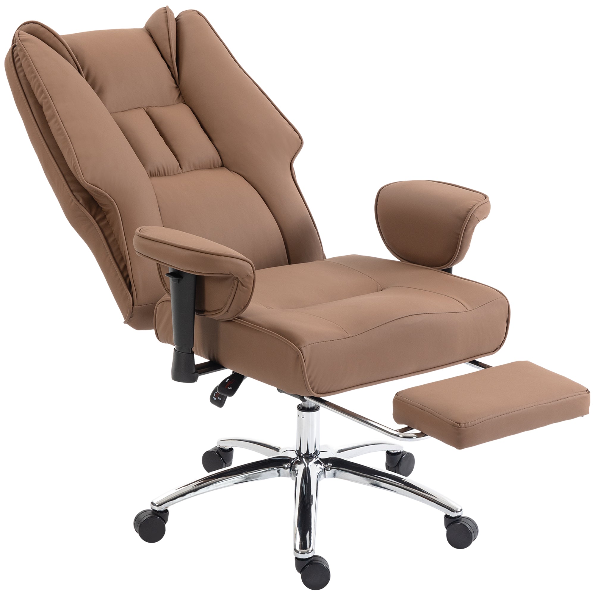 Ergonomic Office Chair, High Back Reclining Desk Chair with Adjustable Armrests, Pet Friendly Faux Leather, Brown