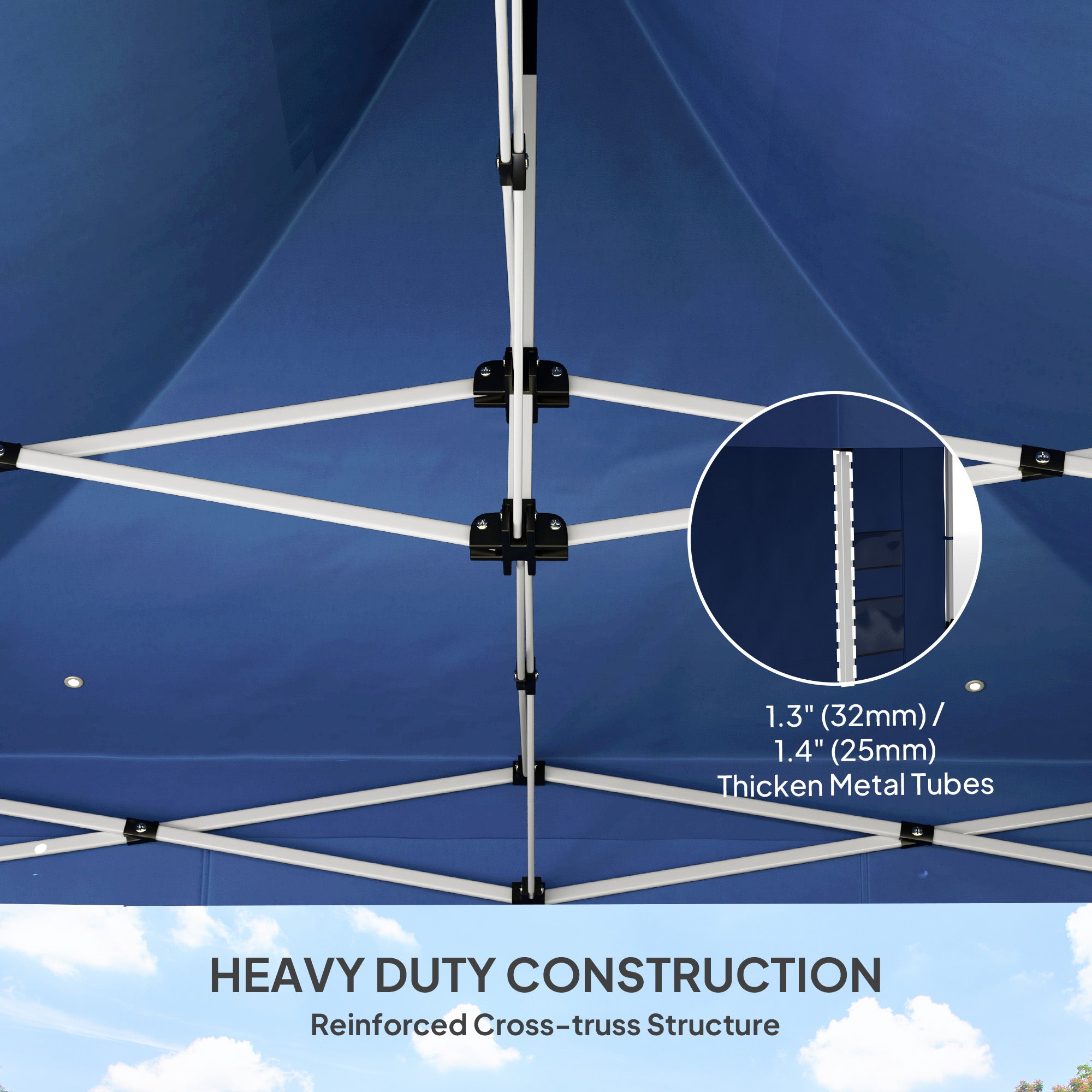 10' x 10' Heavy Duty Pop Up Canopy Tent with Sidewall, UPF50+ Instant Sun Shelter with Storage Pockets, Dark Blue