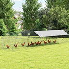 Metal Chicken Coop, Large Chicken Run with Water-Resistant & Anti-UV Cover for 7-9 Hens, Outdoor Hen House with 10 Doors