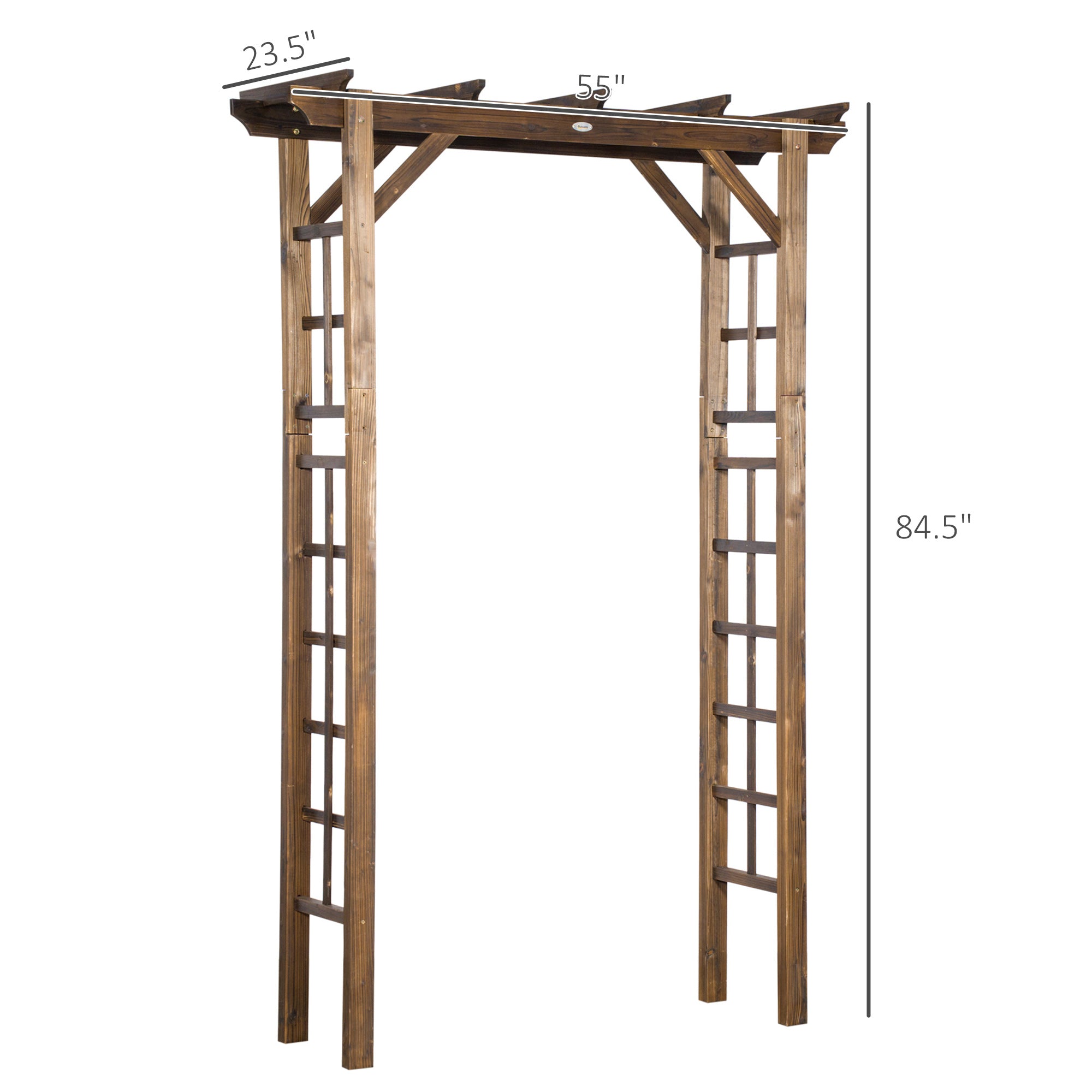 85" Wooden Garden Arbor for Wedding and Ceremony, Outdoor Garden Arch Trellis for Climbing Vines - Carbonized