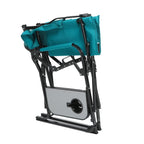 Camping Director's Chair with Side Table and Pocket, Steel Frame, Heavy Duty Oversized Portable Folding Chair, 25" L x 27.5" W x 43.5" H, Blue