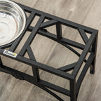 17" Double Stainless Steel Heavy Duty Dog Food Bowl Elevated Pet Feeding Station