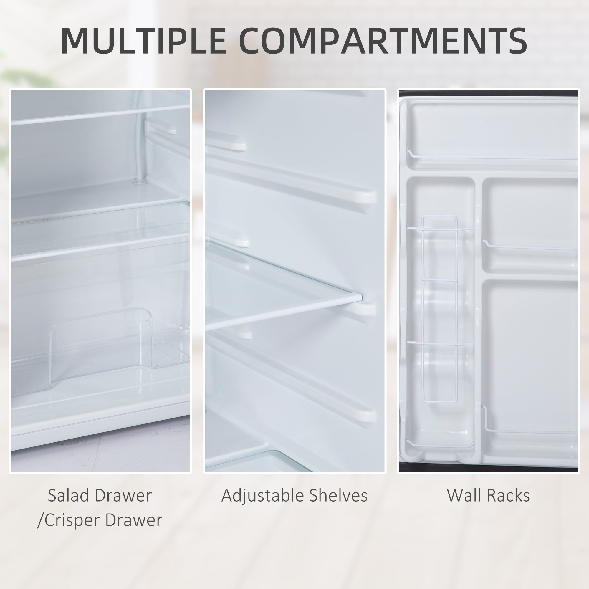 3.2 Cu.Ft Mini Fridge with Freezer, Compact Refrigerator with Adjustable Thermostat, Shelf and Single Reversible Door for Bedroom, Dorm, Home Office, Energy Efficient, Silver