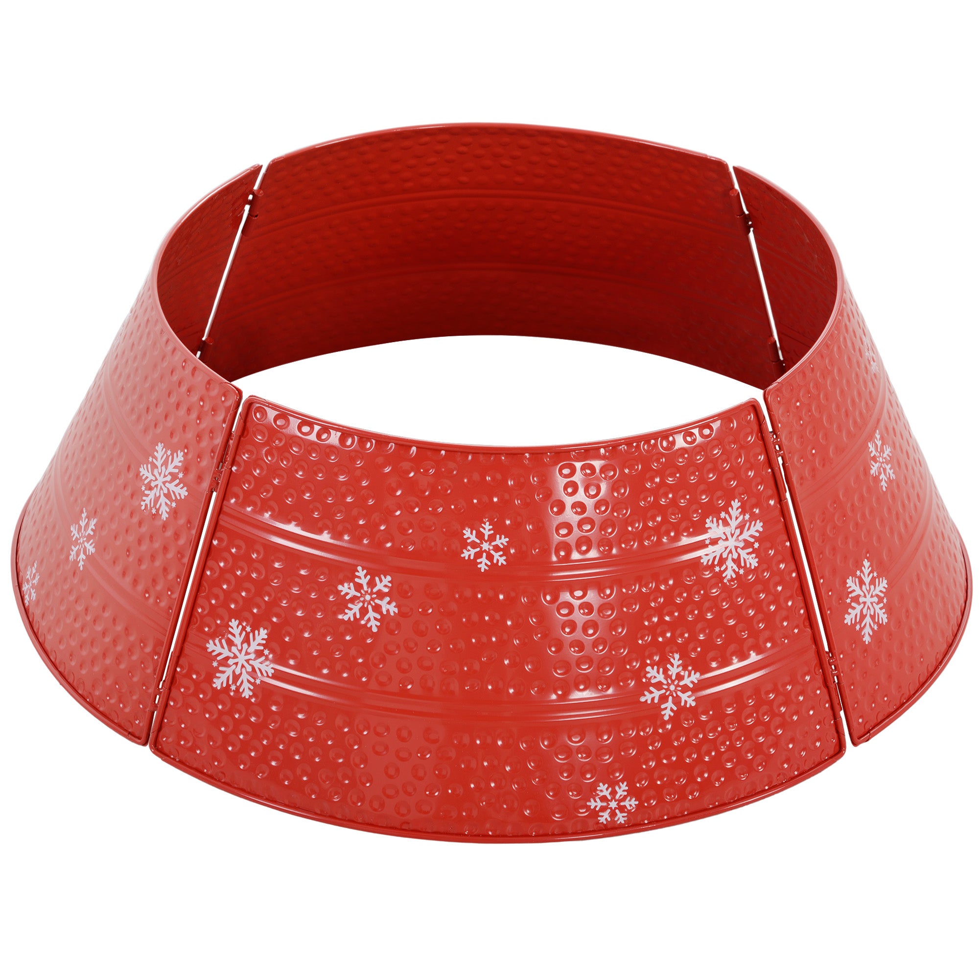 Christmas Tree Collar, Steel Tree Ring Skirt, Home Xmas Decoration for Christmas Tree, 26" x 26" x 9", Red