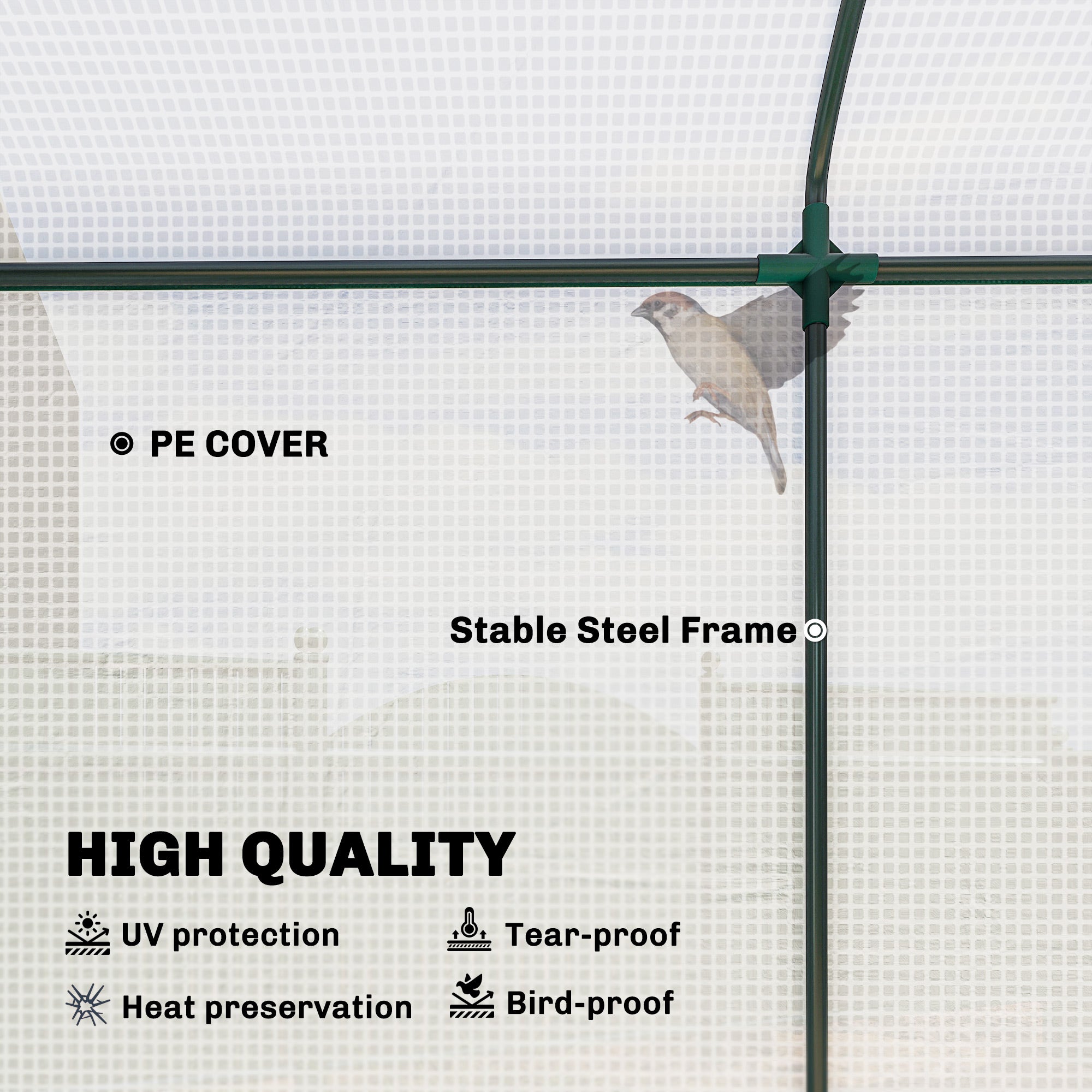 5' x 4' x 7' Outdoor Lean to Greenhouse, Walk-In Green House Plant Nursery with Roll-up Window, PE Cover, White
