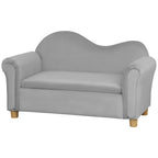 Ergonomic Foam Kids Sofa with Inner Toy Storage Chest, Velvet Kids Couch with Soft Arms, Children's Lounge Furniture, 33" x 16.25" x 19", Gray