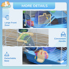 2-Level Hamster Cage Rodent Gerbil House Mouse Mice Rat Habitat Metal Wire with Exercise Wheel, Play Tubes, Water Bottle, Food Dishes, & Interior Ladder