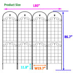 4 Pack Metal Garden Trellis for Climbing Plants with Galvanized Tubes, Easy Assembled Rustproof Plant Support, 80" L x 87" H, Black